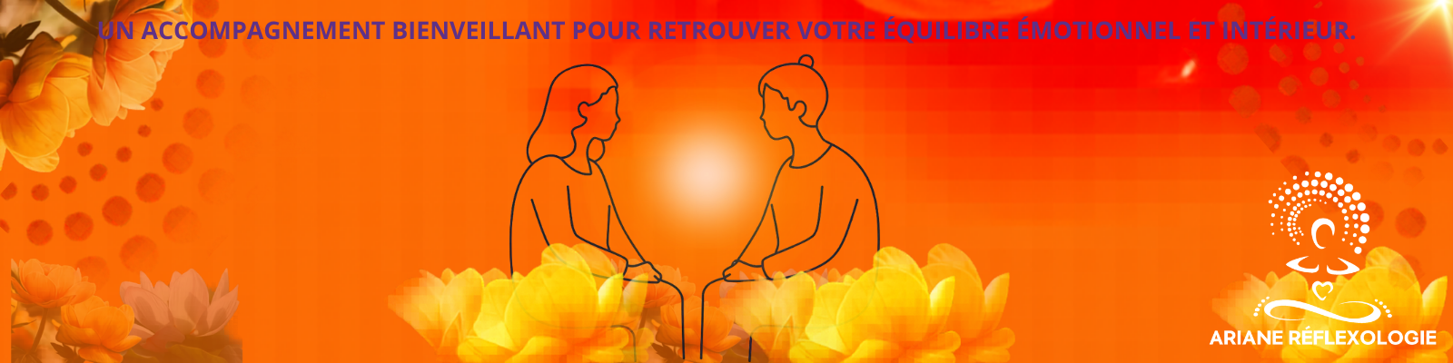 Illustration représentant un accompagnement psycho-émotionnel bienveillant pour apaiser le stress, la charge mentale et retrouver un équilibre émotionnel intérieur.