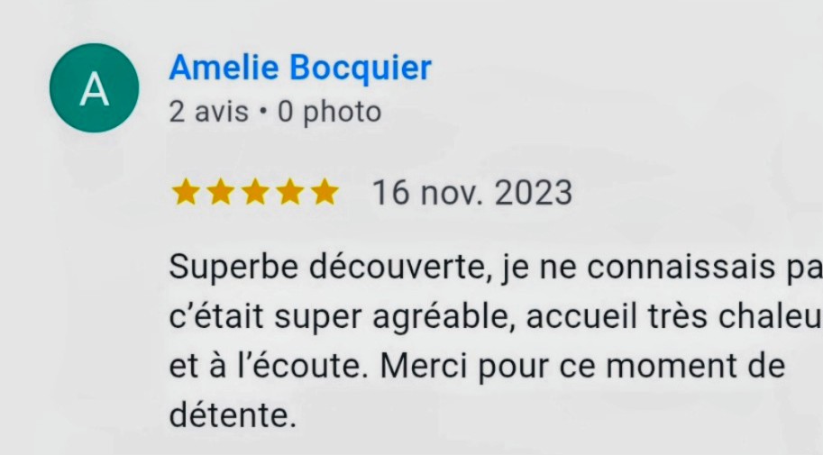 avis 5 étoiles laissé sur Google sur le compte d'Ariane Réflexologie Saint Sébastien sur Loire, Nantes sud