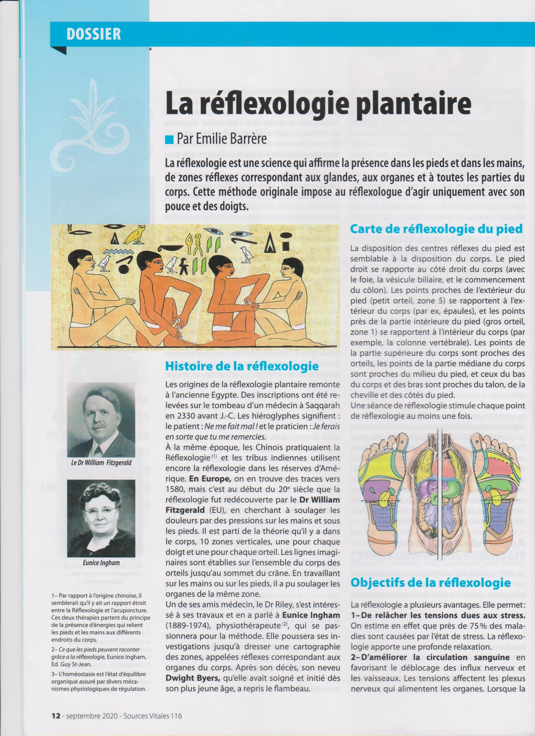 Article du magazine Source Vitale consacré à la réflexologie plantaire et au bien-être global.